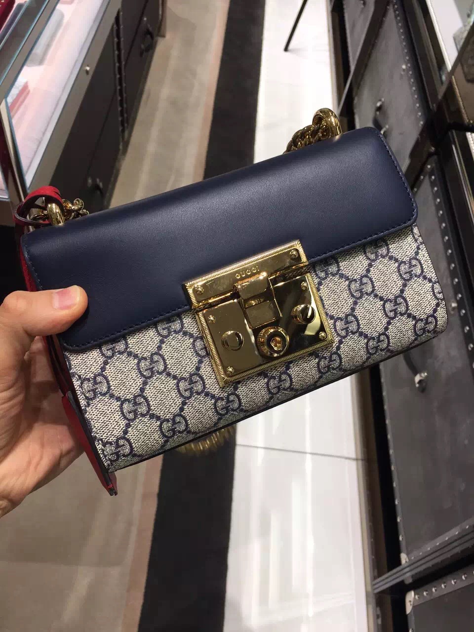 Gucci Padlock GG Supreme Shoulder Bag 409487 K055G 8422 Blue